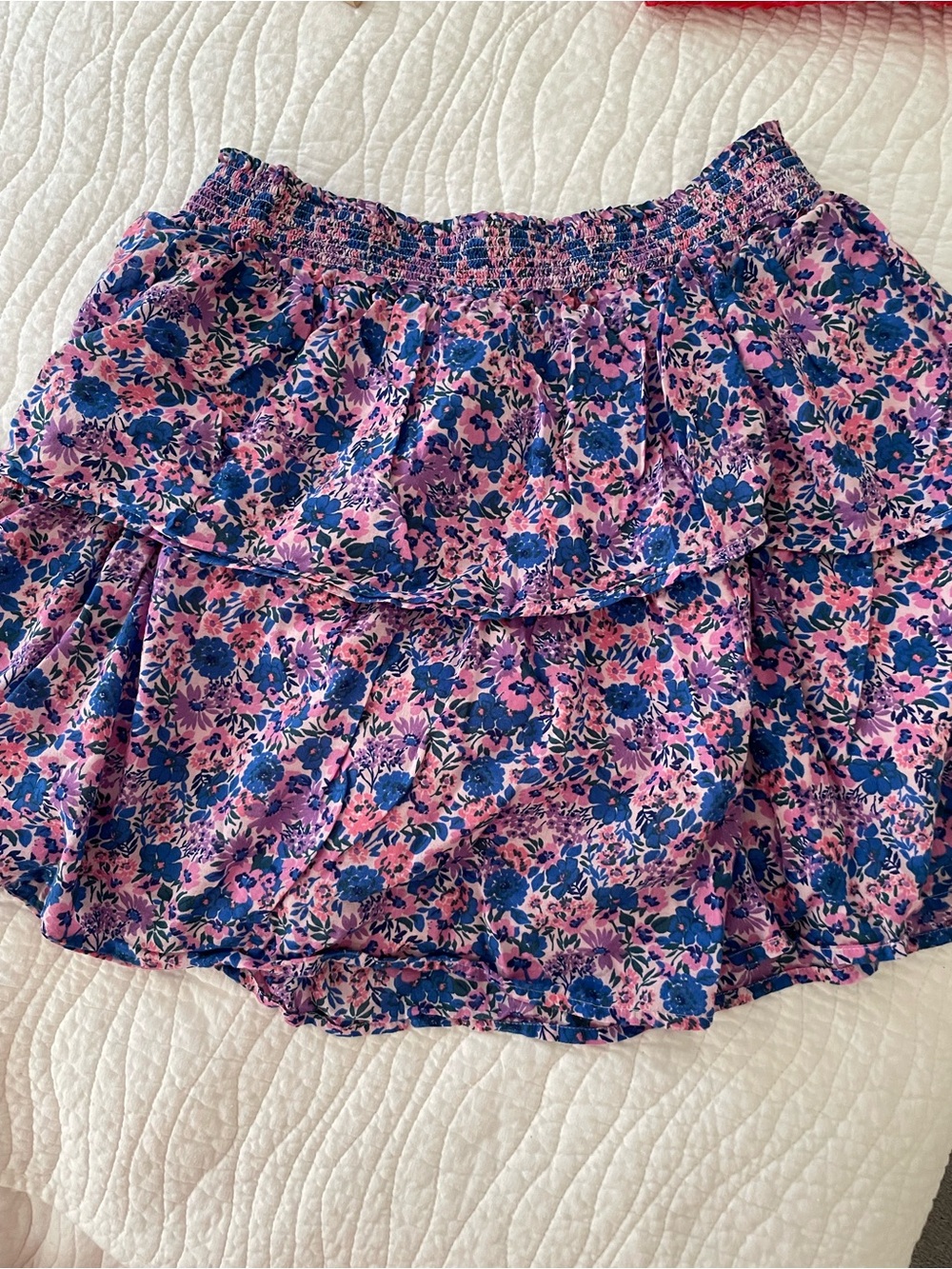 Vineyard Vines Pink and Blue Floral Tiered Skirt